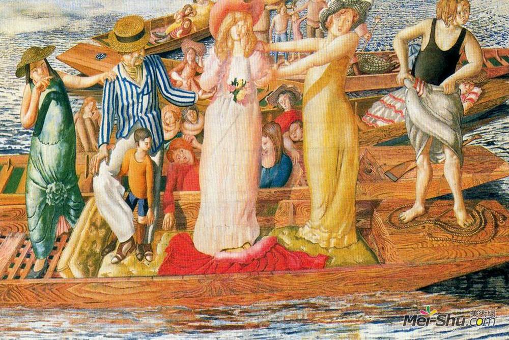 斯坦利·斯宾塞(Stanley Spencer)高清作品《基督在卡拉姆赛舟会上的布道》