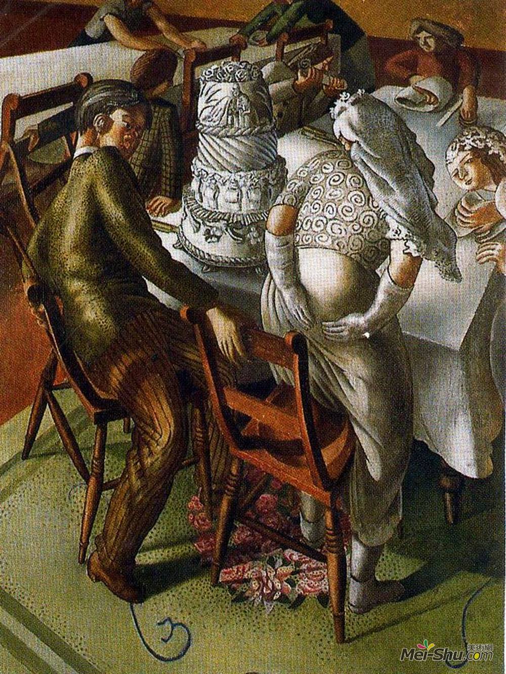 斯坦利·斯宾塞(Stanley Spencer)高清作品《在迦南的婚姻：新娘和新郎》