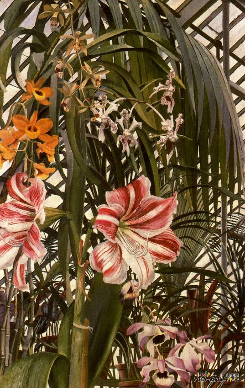 斯坦利·斯宾塞(Stanley Spencer)高清作品《兰花、百合、棕榈》