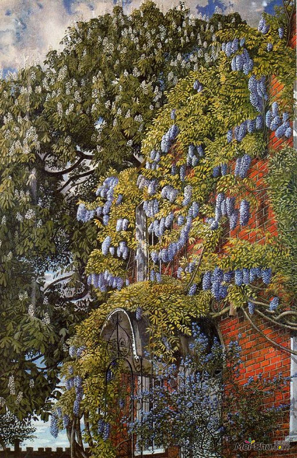 斯坦利·斯宾塞(Stanley Spencer)高清作品《恩格尔菲尔德的紫藤》