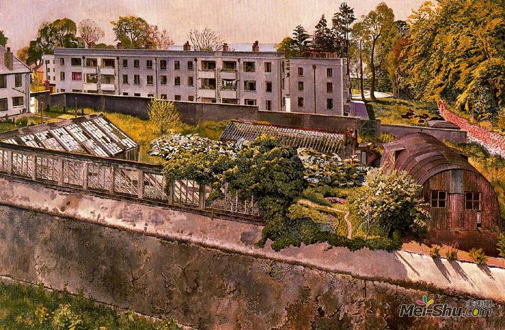斯坦利·斯宾塞(Stanley Spencer)高清作品《贝尔法斯特附近的梅维尔花园村》