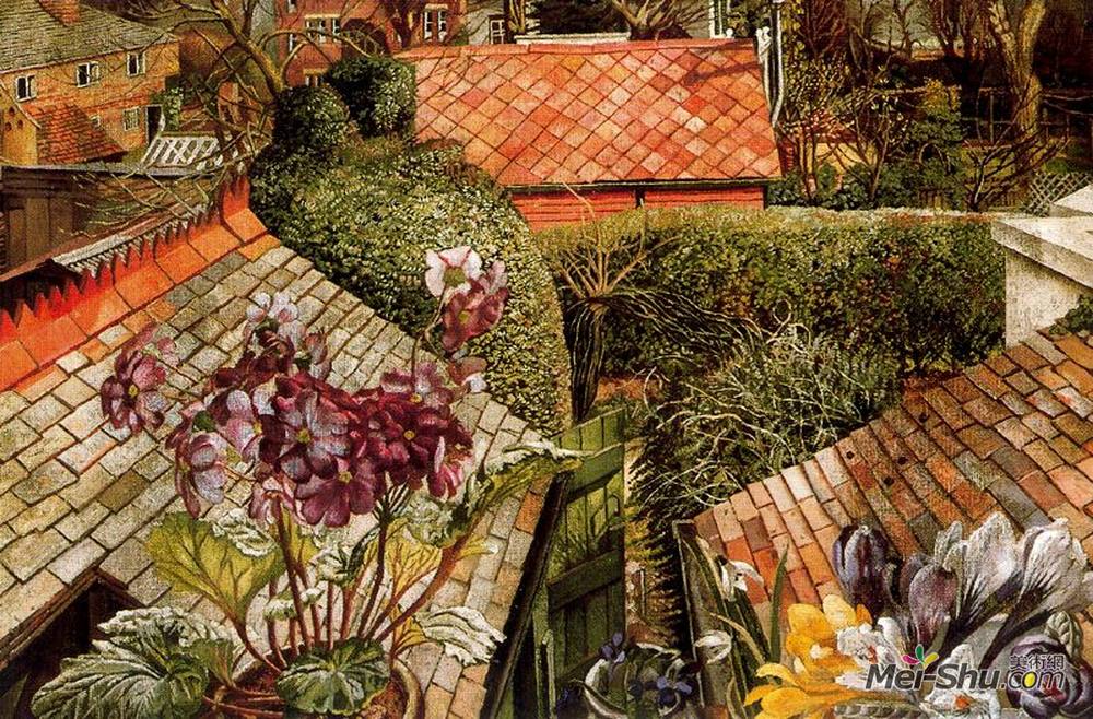 斯坦利·斯宾塞(Stanley Spencer)高清作品《Flowers in a Window (Cookham)》