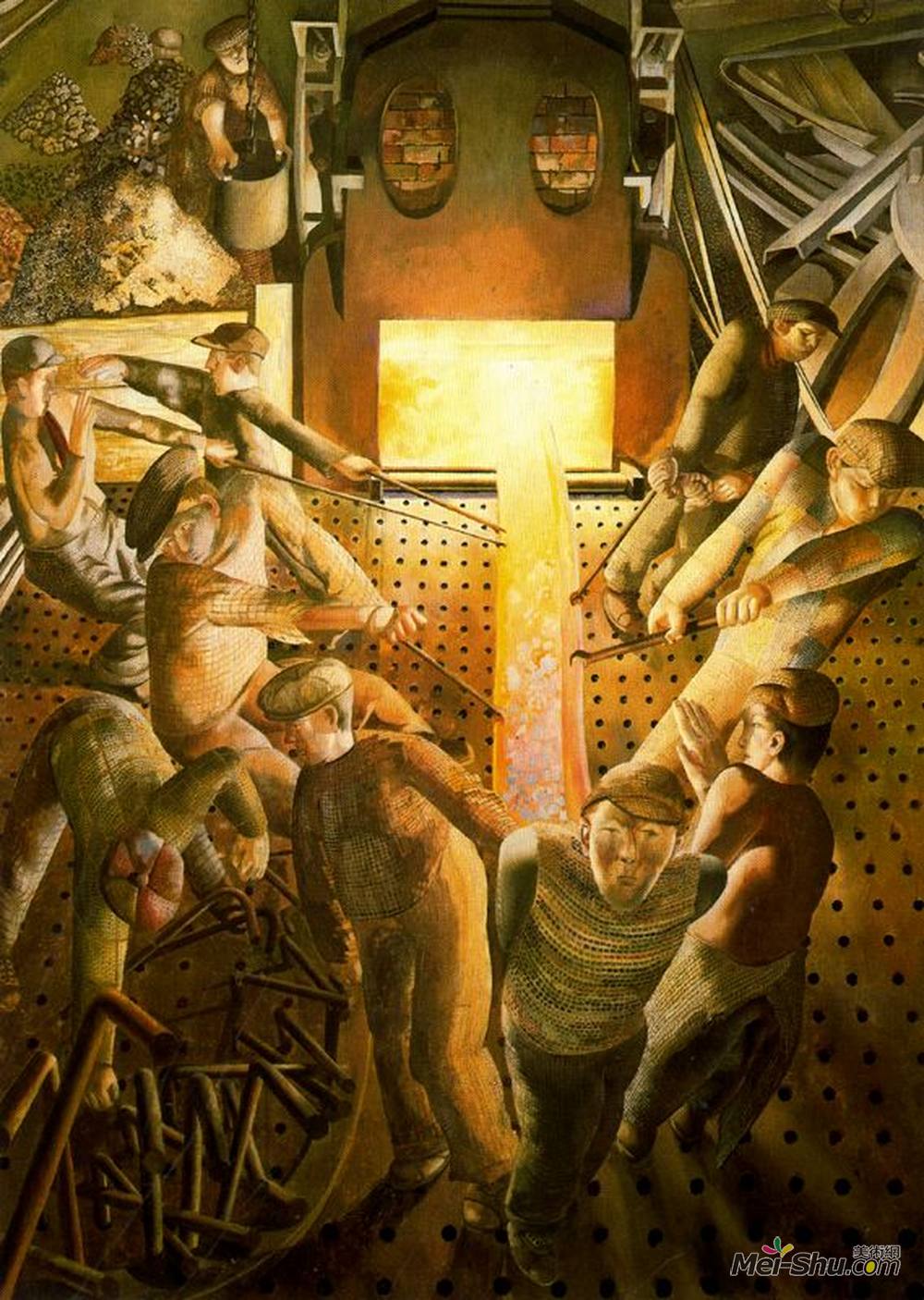 斯坦利·斯宾塞(Stanley Spencer)高清作品《克莱德炉上的造船》