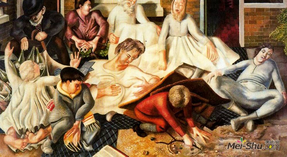 斯坦利·斯宾塞(Stanley Spencer)高清作品《村民与圣人》