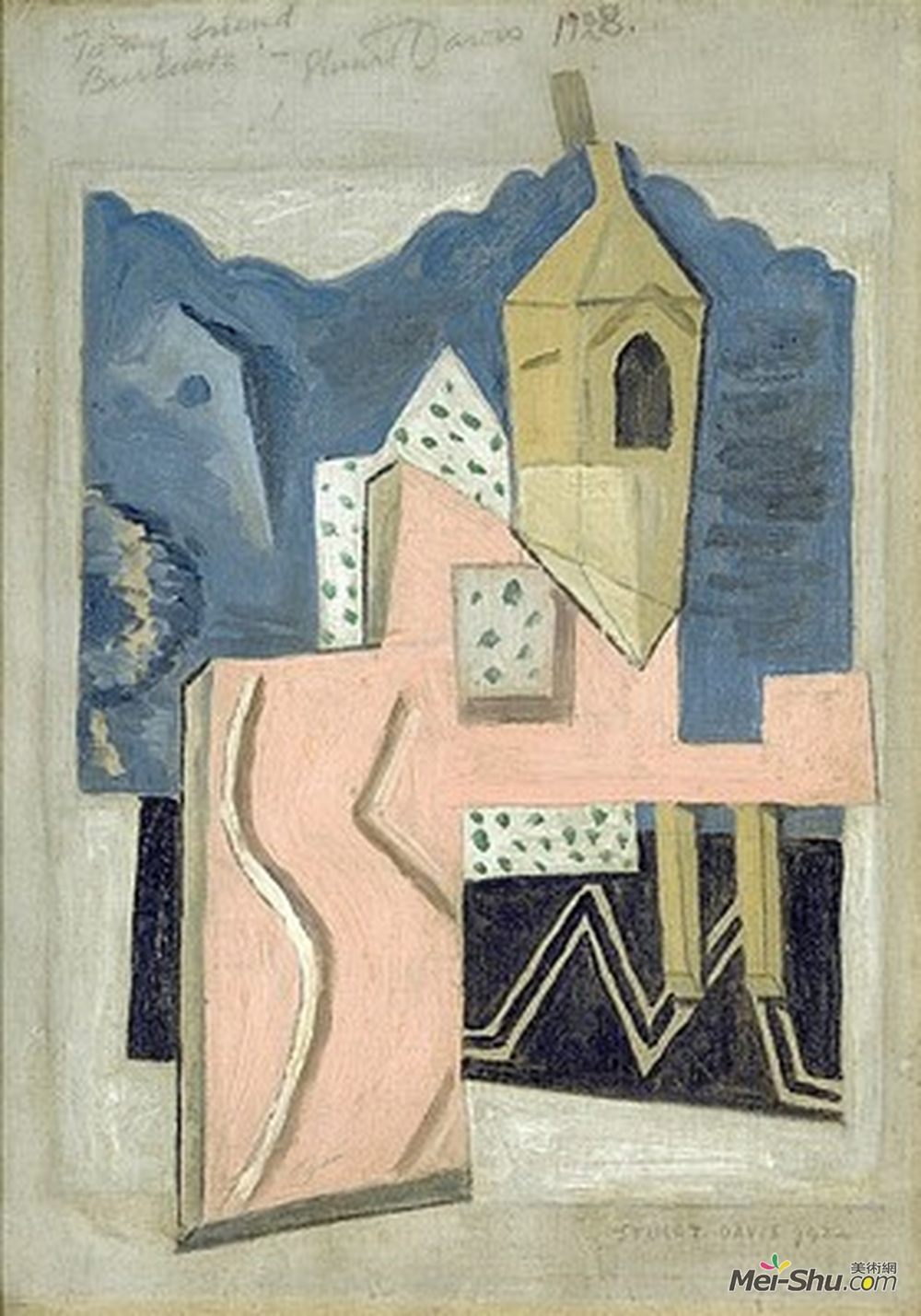 斯图尔特·戴维斯(Stuart Davis)高清作品《尖塔与街道》