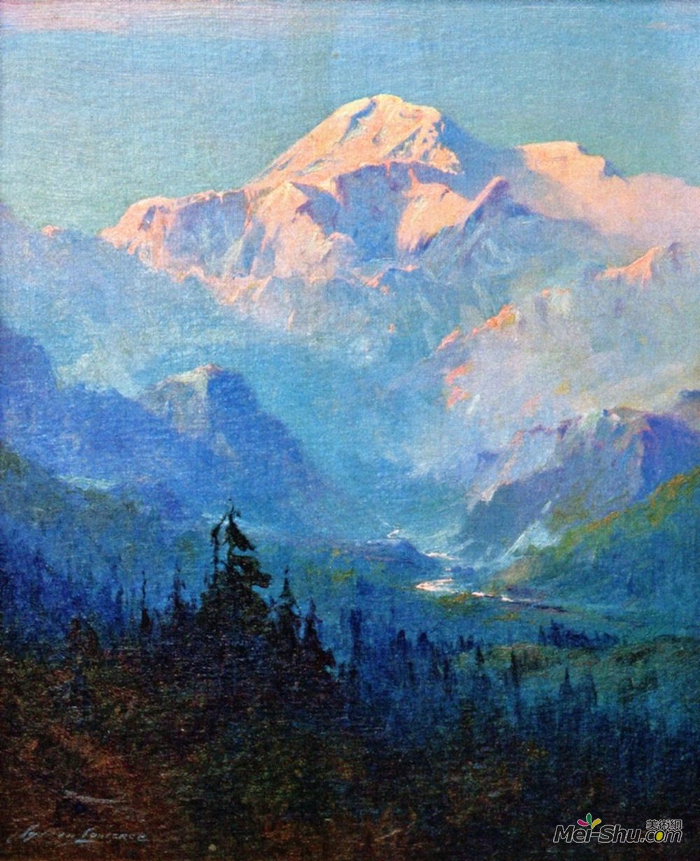 西德尼·劳伦斯(Sydney Laurence)高清作品《麦金利山，日落》