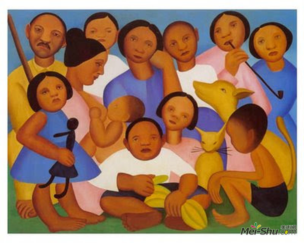 阿马拉儿(Tarsila do Amaral)高清作品《家庭》