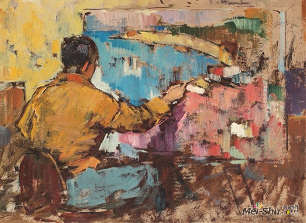 戒西奥多(Teodor Har?ia)高清作品《画架上的自画像》