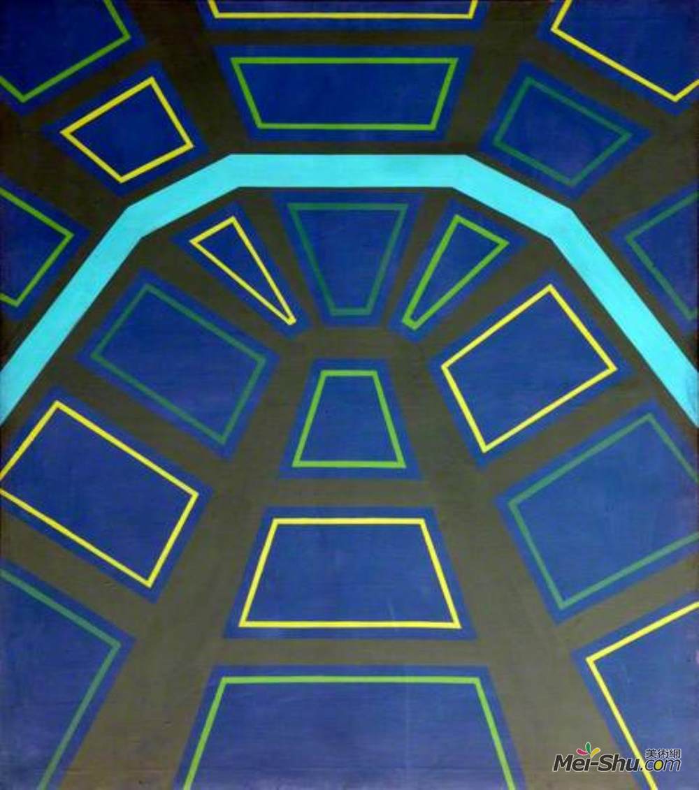 苔丝杰瑞(Tess Jaray)高清作品《冲天炉绿》