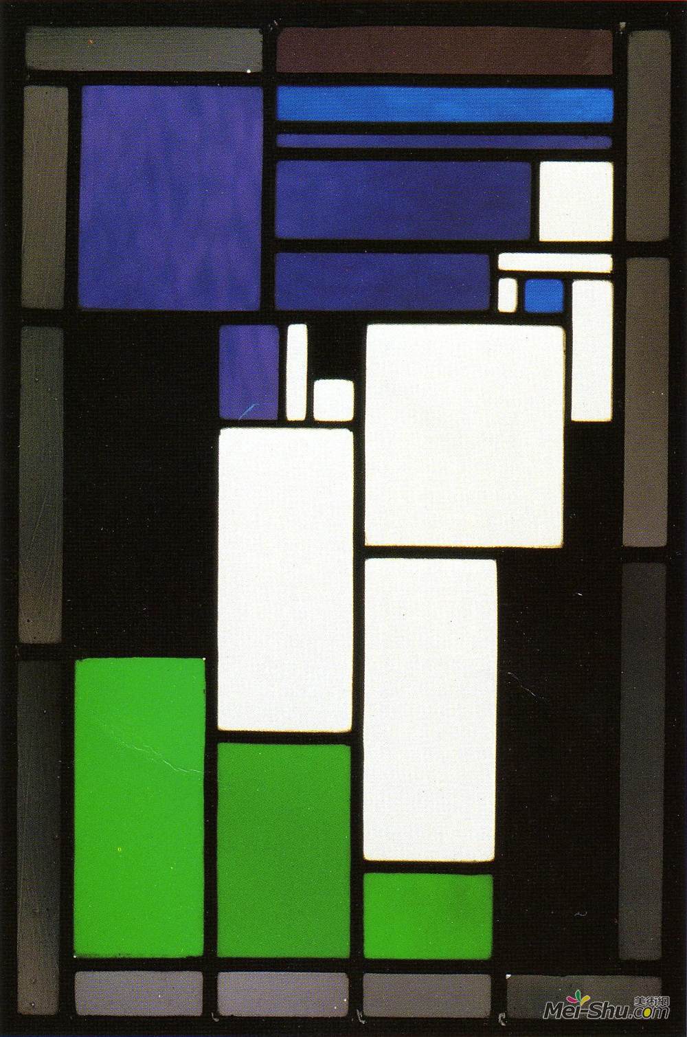 特奥·凡·杜斯伯格(Theo van Doesburg)高清作品《Stained glass composition "Woman"》