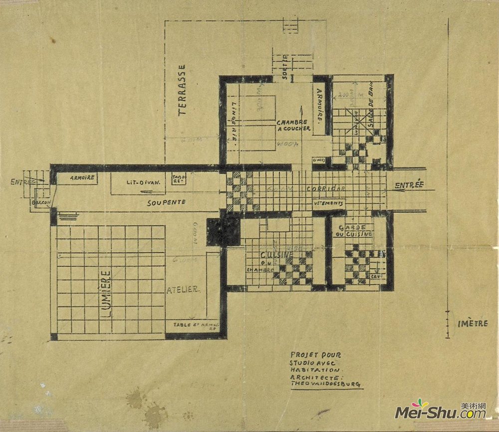 特奥·凡·杜斯伯格(Theo van Doesburg)高清作品《住宅工作室项目》