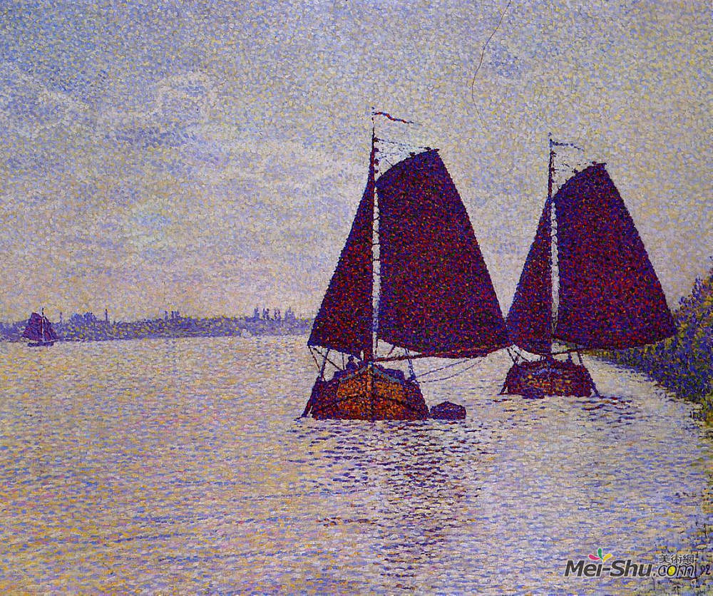 西奥·凡·莱西尔伯格(Theo van Rysselberghe)高清作品《谢尔特河上的驳船》