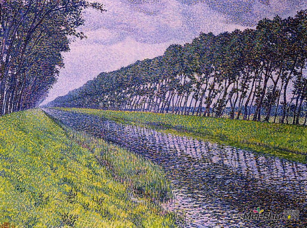 西奥·凡·莱西尔伯格(Theo van Rysselberghe)高清作品《佛兰德运河》