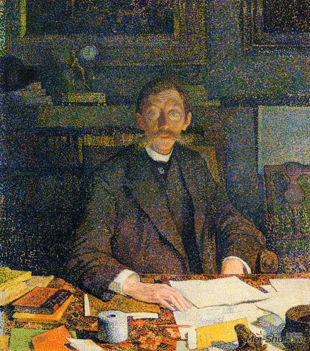 西奥·凡·莱西尔伯格(Theo van Rysselberghe)高清作品《埃米勒·维尔哈伦在他的研究中》