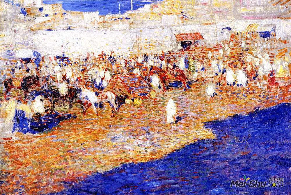 西奥·凡·莱西尔伯格(Theo van Rysselberghe)高清作品《马洛肯市场》