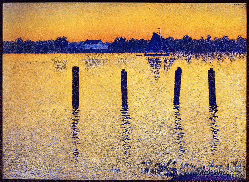 西奥·凡·莱西尔伯格(Theo van Rysselberghe)高清作品《谢尔特河上的帆船》