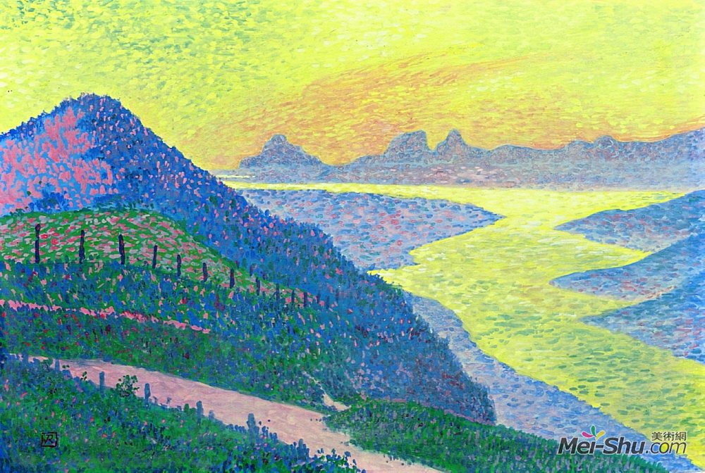 西奥·凡·莱西尔伯格(Theo van Rysselberghe)高清作品《昂布勒特斯日落》