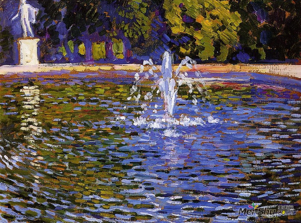 西奥·凡·莱西尔伯格(Theo van Rysselberghe)高清作品《喷泉公园在波茨坦无忧》
