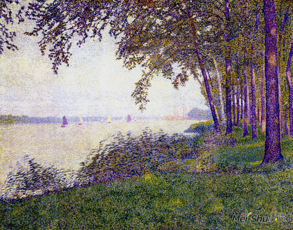 西奥·凡·莱西尔伯格(Theo van Rysselberghe)高清作品《雾后安特卫普上游的雪尔德》