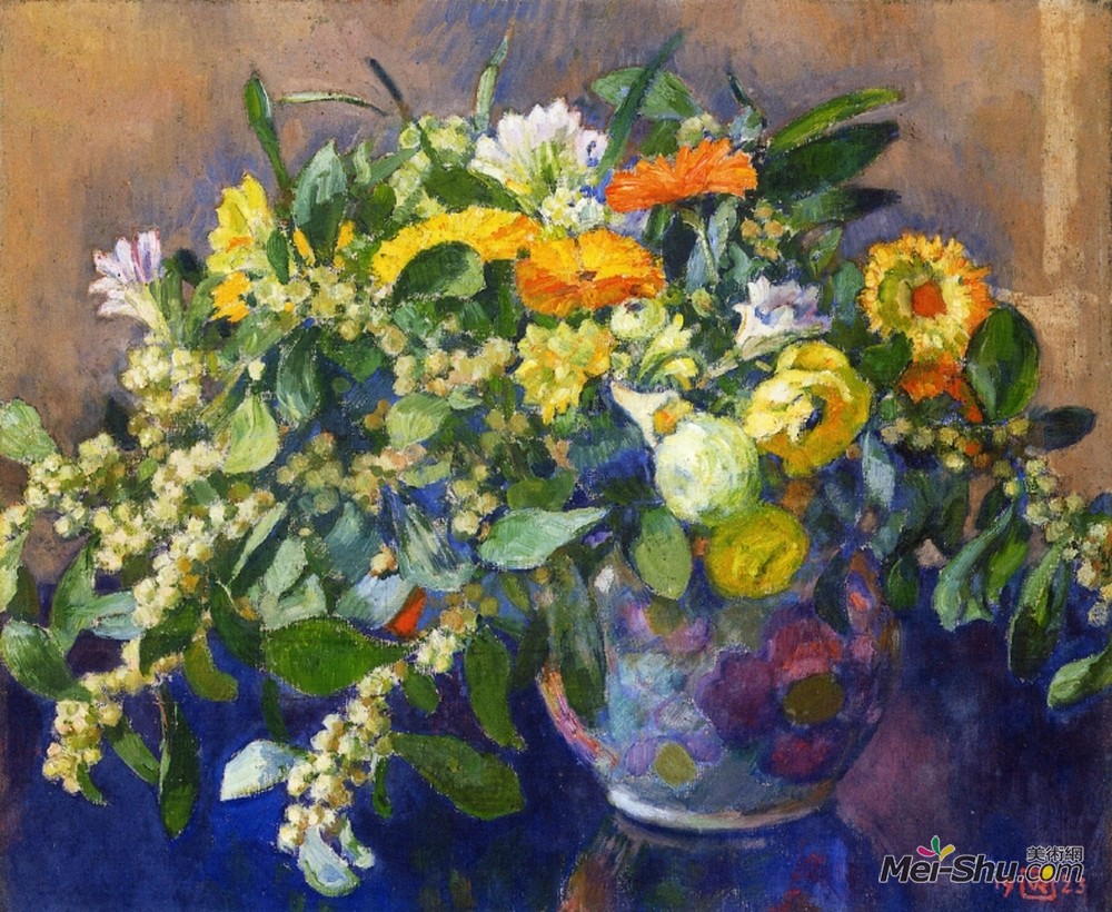 西奥·凡·莱西尔伯格(Theo van Rysselberghe)高清作品《花瓶》