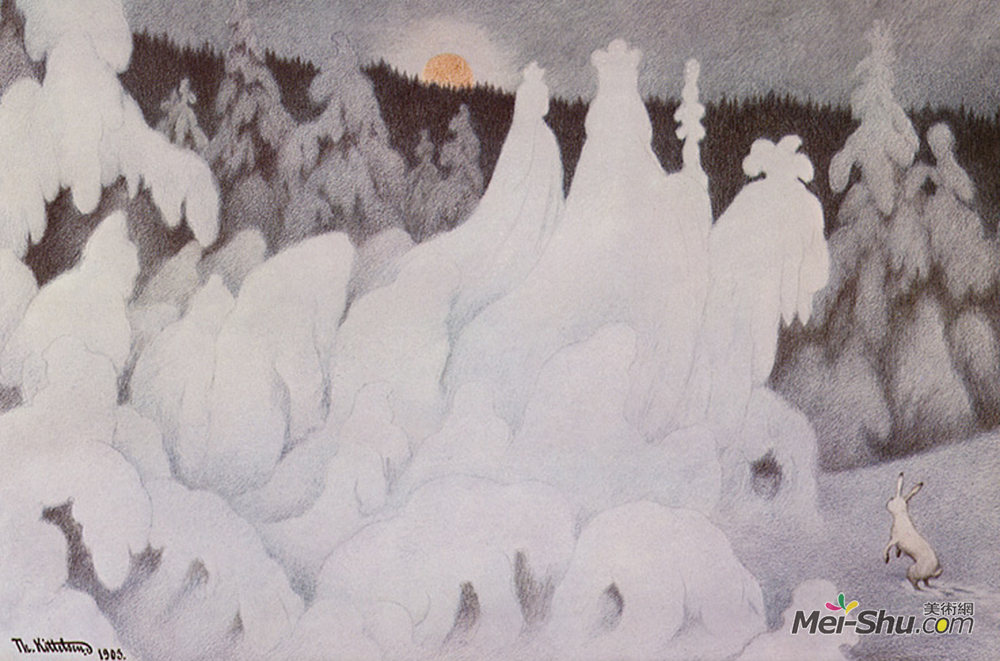 蒂奥多·吉特尔森(Theodor Severin Kittelsen)高清作品《森林法庭》