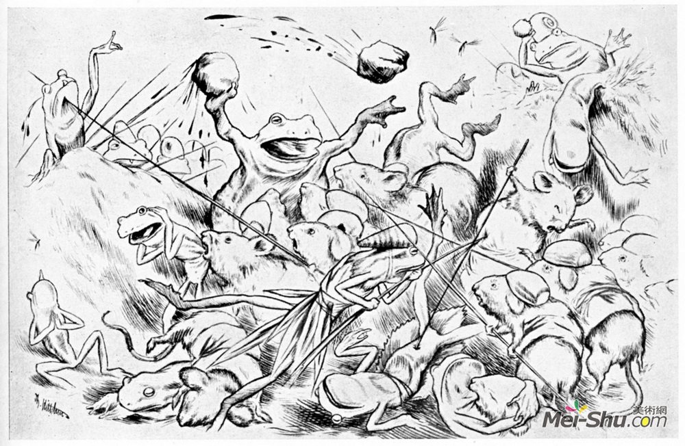 蒂奥多·吉特尔森(Theodor Severin Kittelsen)高清作品《青蛙与老鼠之间的战争10》