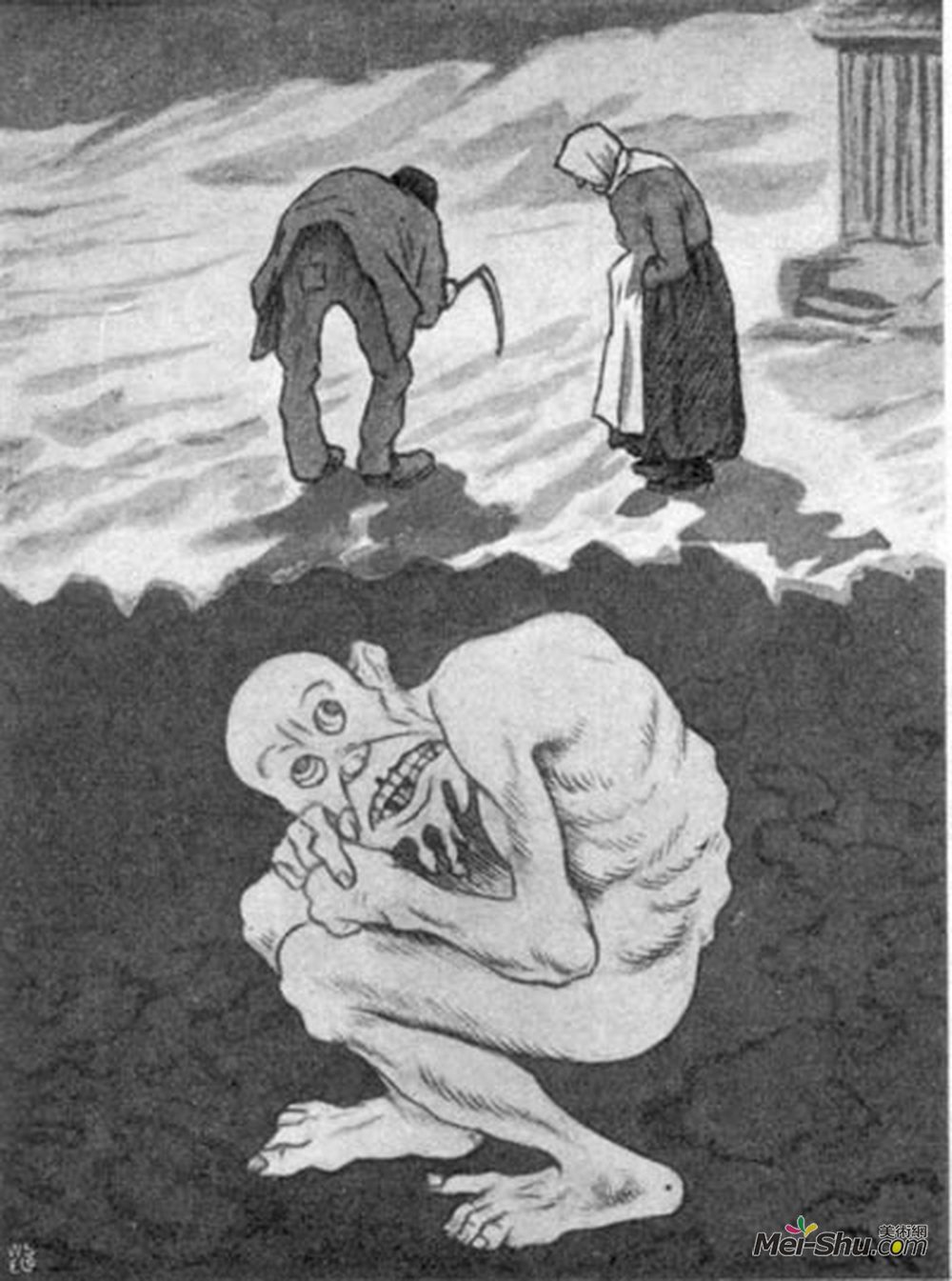 蒂奥多·吉特尔森(Theodor Severin Kittelsen)高清作品《人和巨魔》