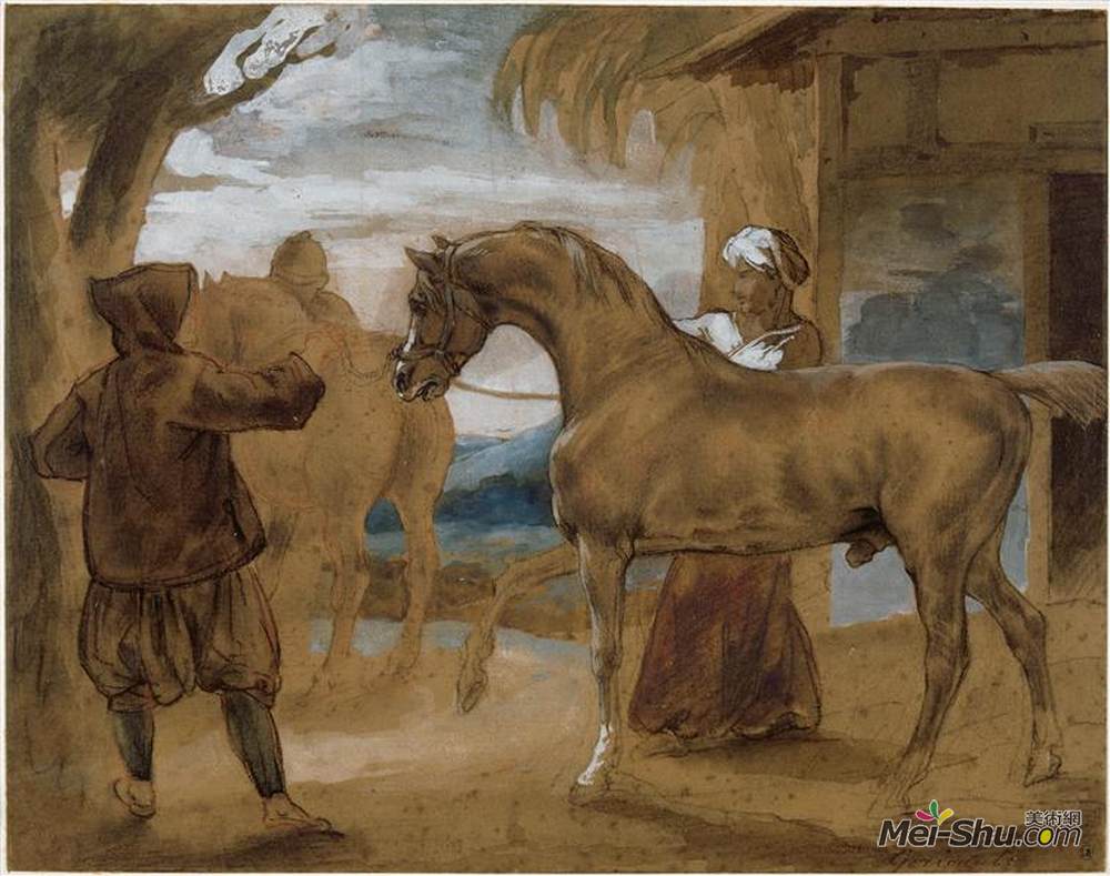 泰奥多尔·席里柯(Theodore Gericault)高清作品《由阿拉伯马率领》