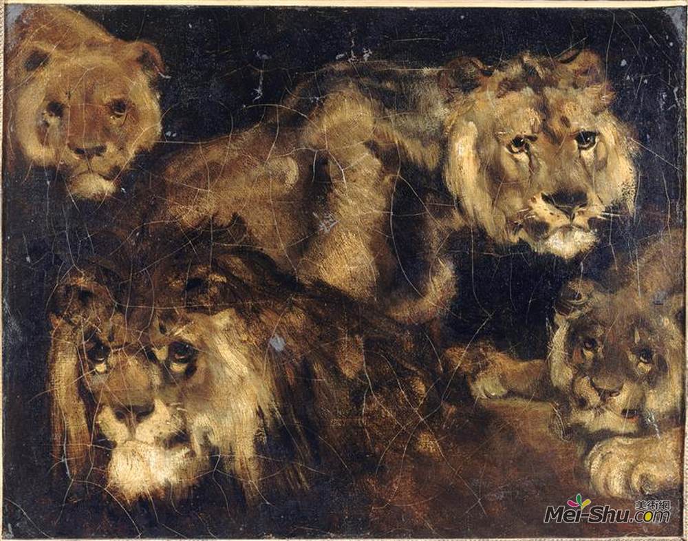 泰奥多尔·席里柯(Theodore Gericault)高清作品《四狮研究》