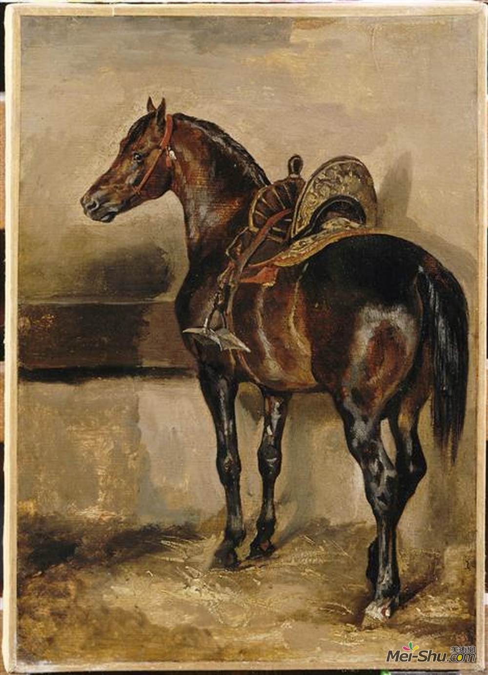 泰奥多尔·席里柯(Theodore Gericault)高清作品《马厩里的土耳其马》