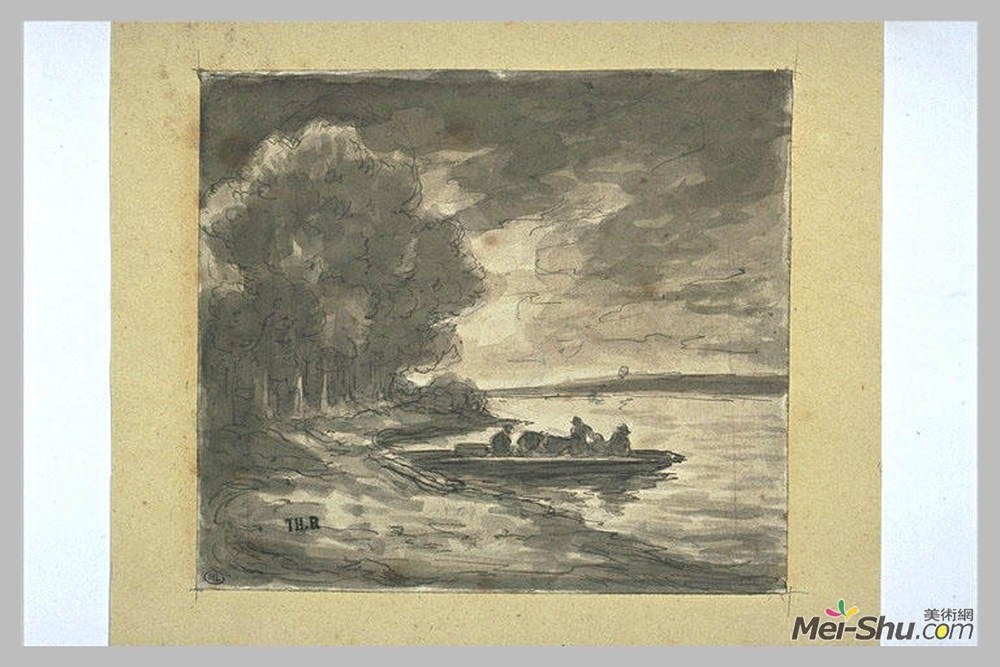 西奥多·卢索(Theodore Rousseau)高清作品《靠近岸边的小船》