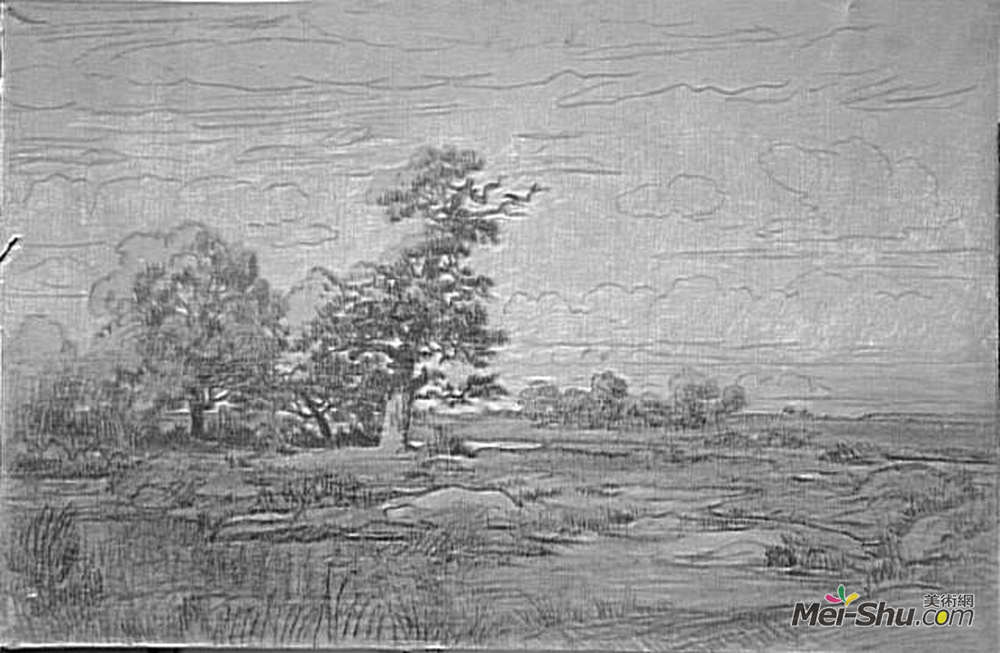 西奥多·卢索(Theodore Rousseau)高清作品《风景写生》