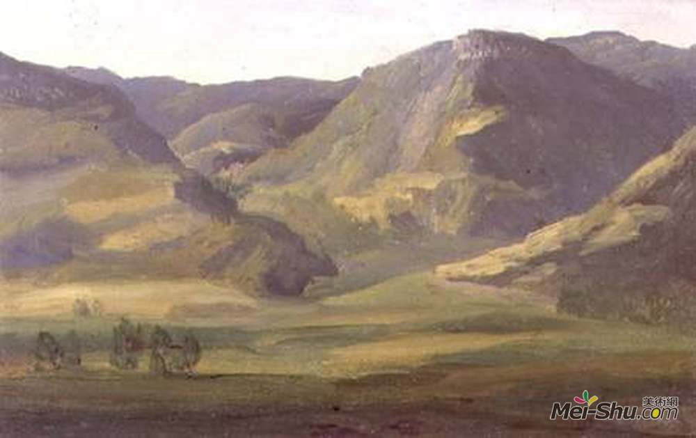 西奥多·卢索(Theodore Rousseau)高清作品《在康塔尔的山地景观》