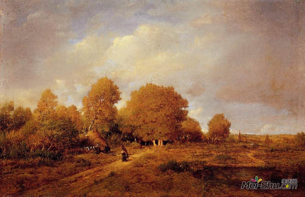 西奥多·卢索(Theodore Rousseau)高清作品《载木妇》