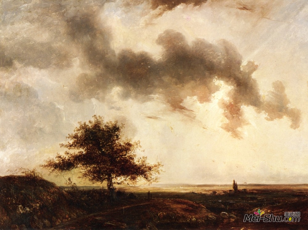 西奥多·卢索(Theodore Rousseau)高清作品《风景中的人物》