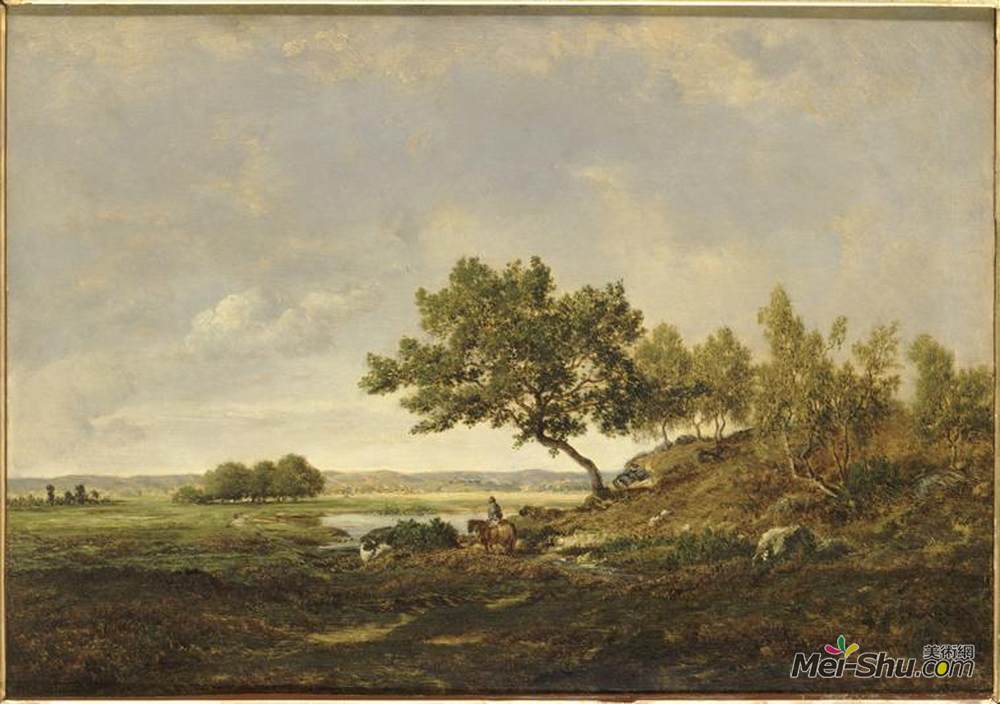西奥多·卢索(Theodore Rousseau)高清作品《脚下的池塘》