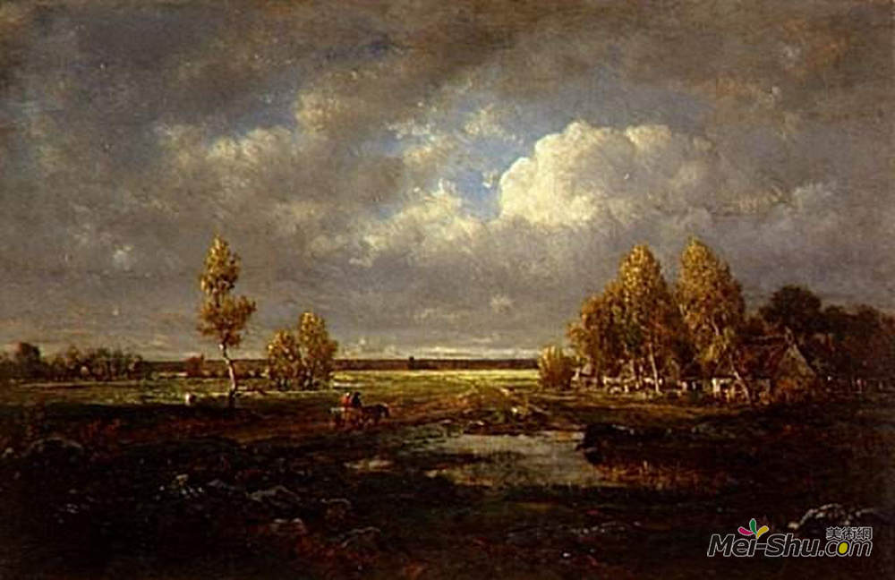 西奥多·卢索(Theodore Rousseau)高清作品《路边的池塘》
