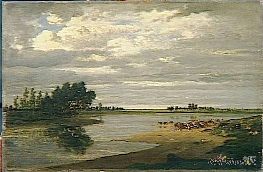 西奥多·卢索(Theodore Rousseau)高清作品《维伦纽夫街和塞纳河的塞纳河》