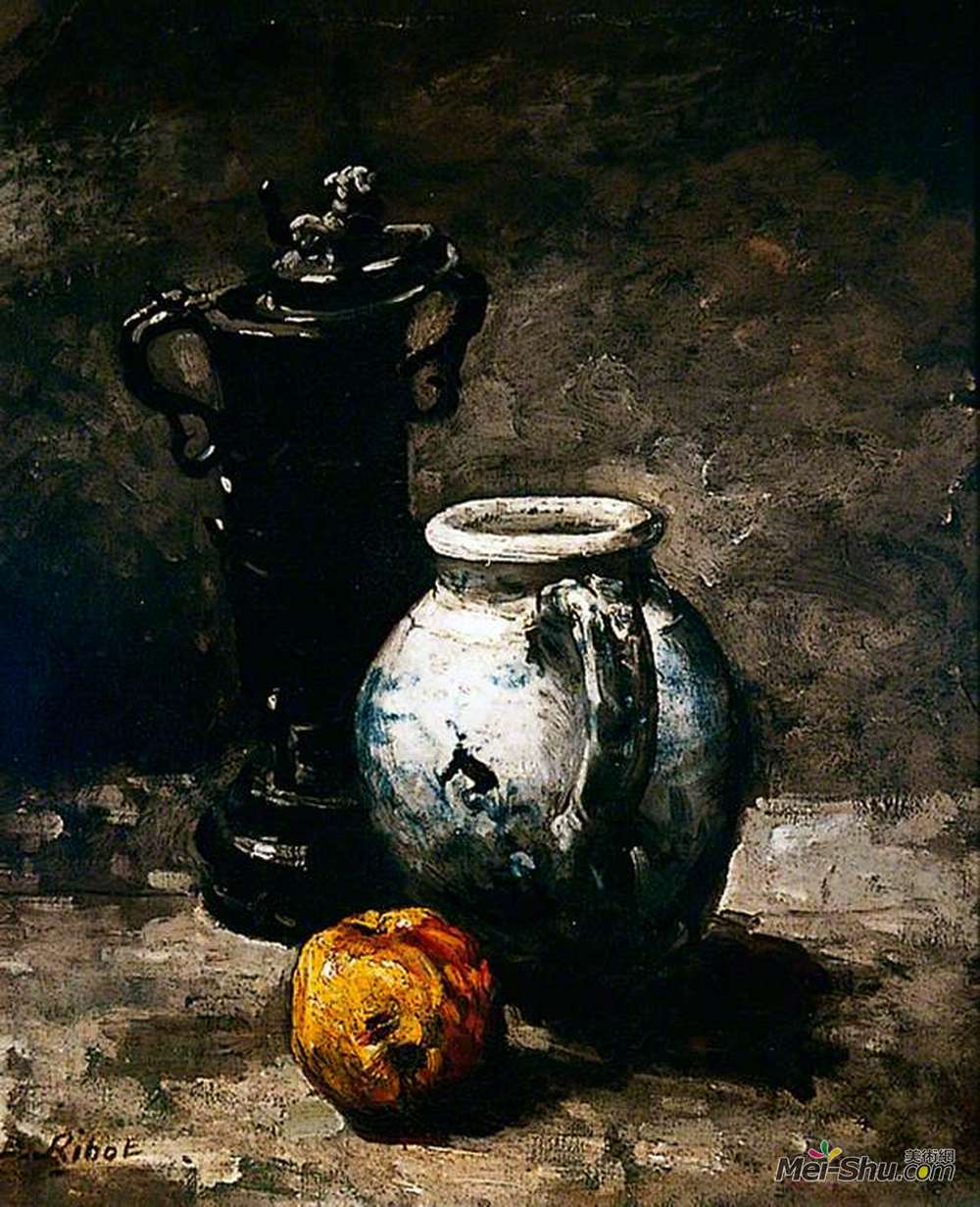 西奥多勒里波特(Theodule Ribot)高清作品《静物与1885年的水壶》