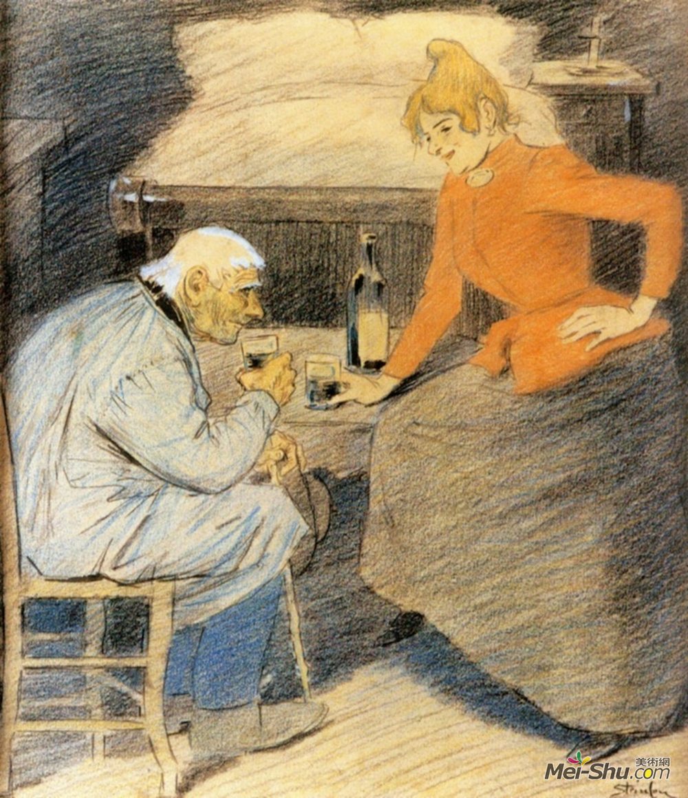 索菲尔·史坦林(Theophile Steinlen)高清作品《一点点提升》