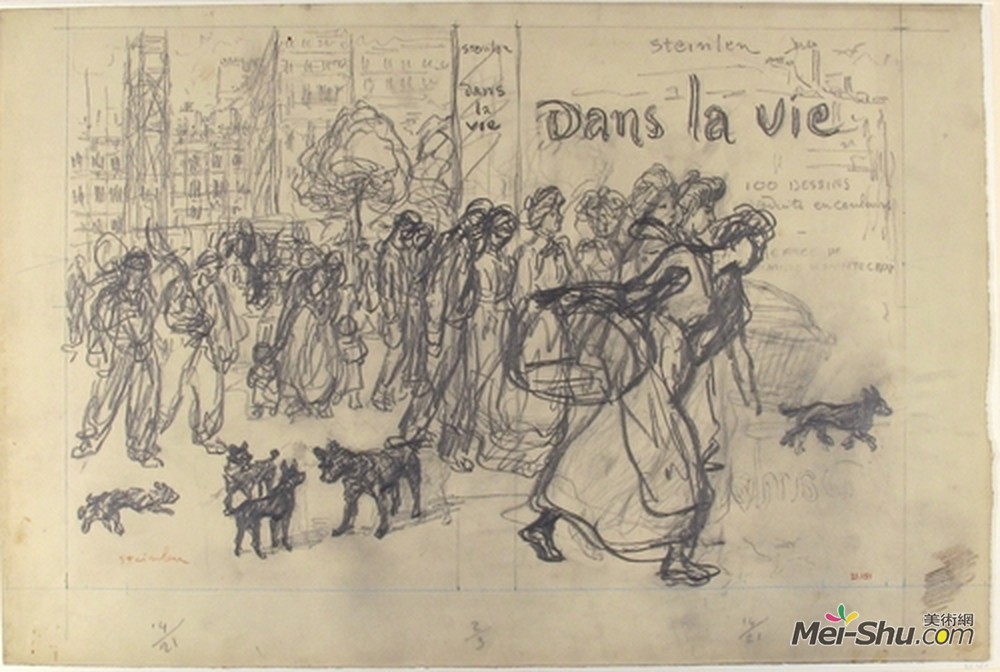 索菲尔·史坦林(Theophile Steinlen)高清作品《在生活中，书的封面》