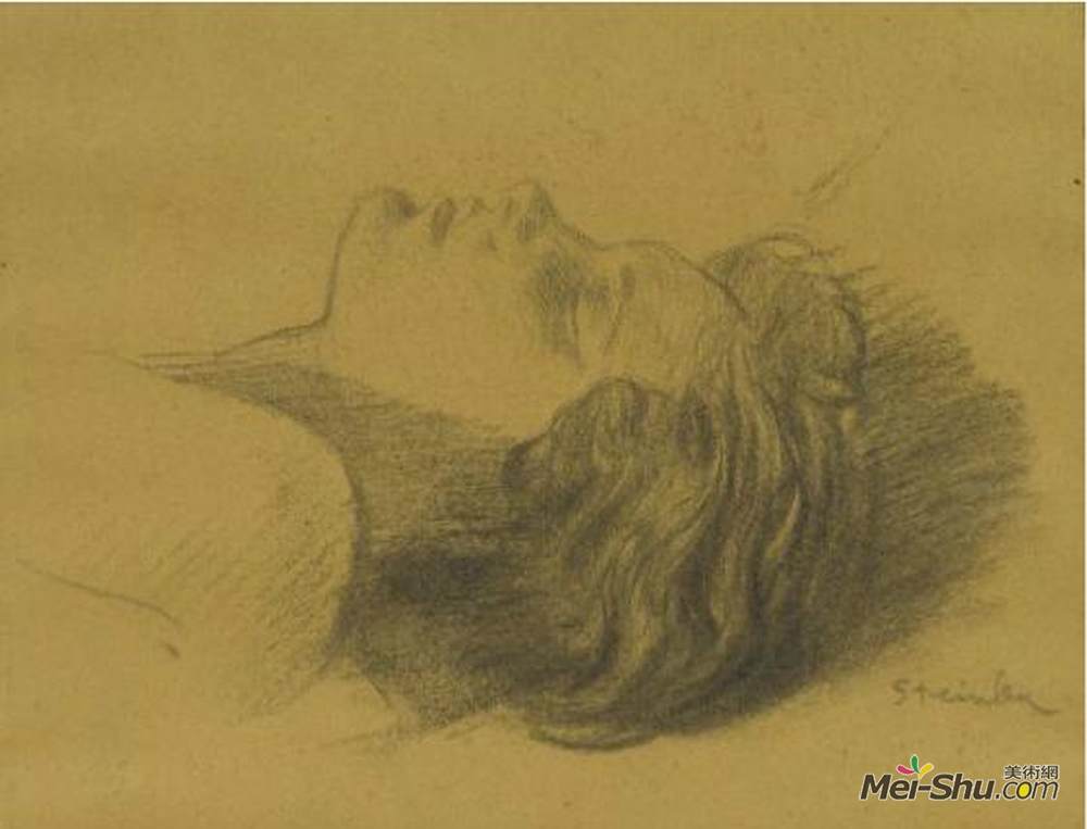 索菲尔·史坦林(Theophile Steinlen)高清作品《睡觉的女人的头》