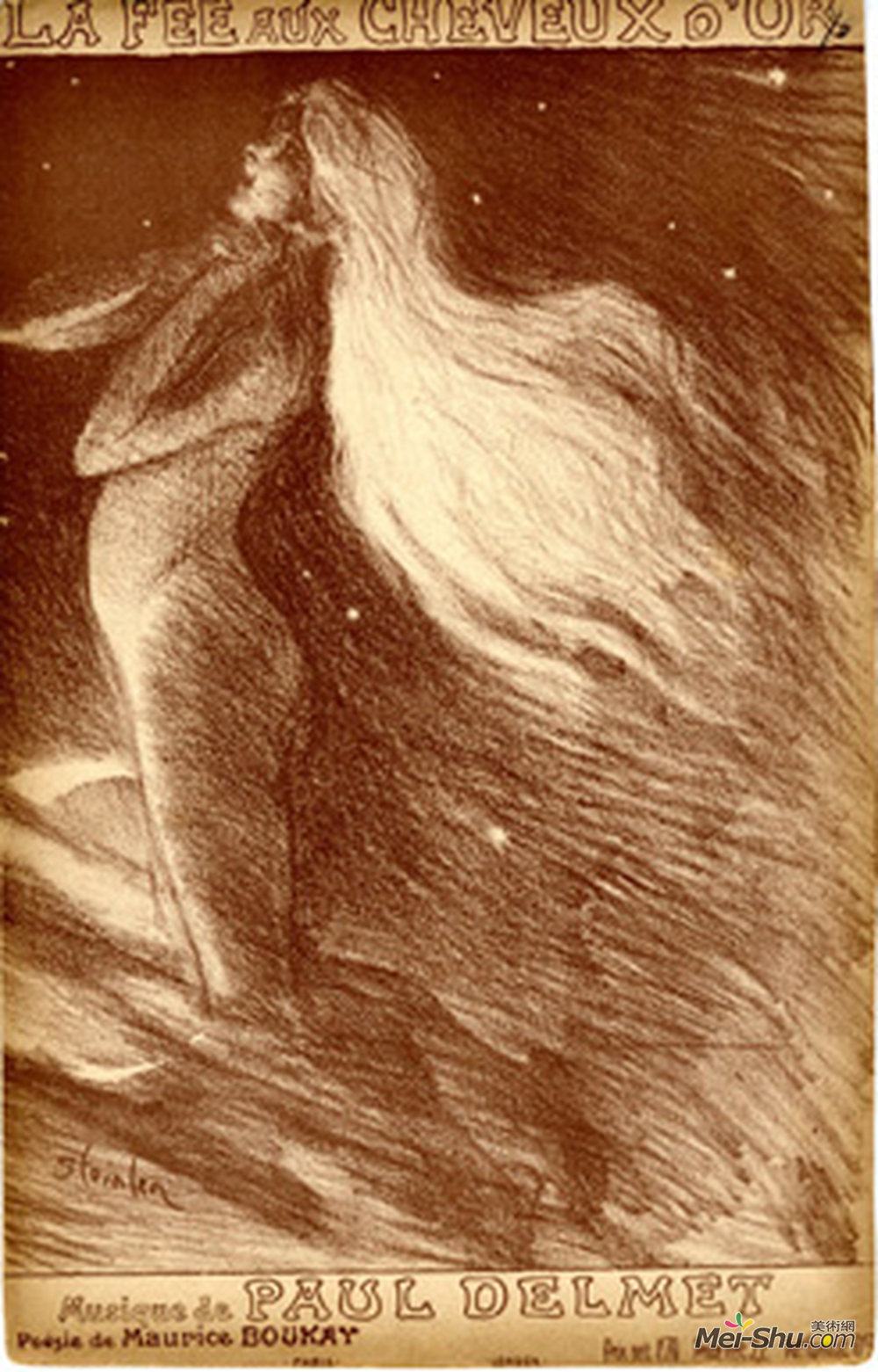 索菲尔·史坦林(Theophile Steinlen)高清作品《仙女的金色头发》