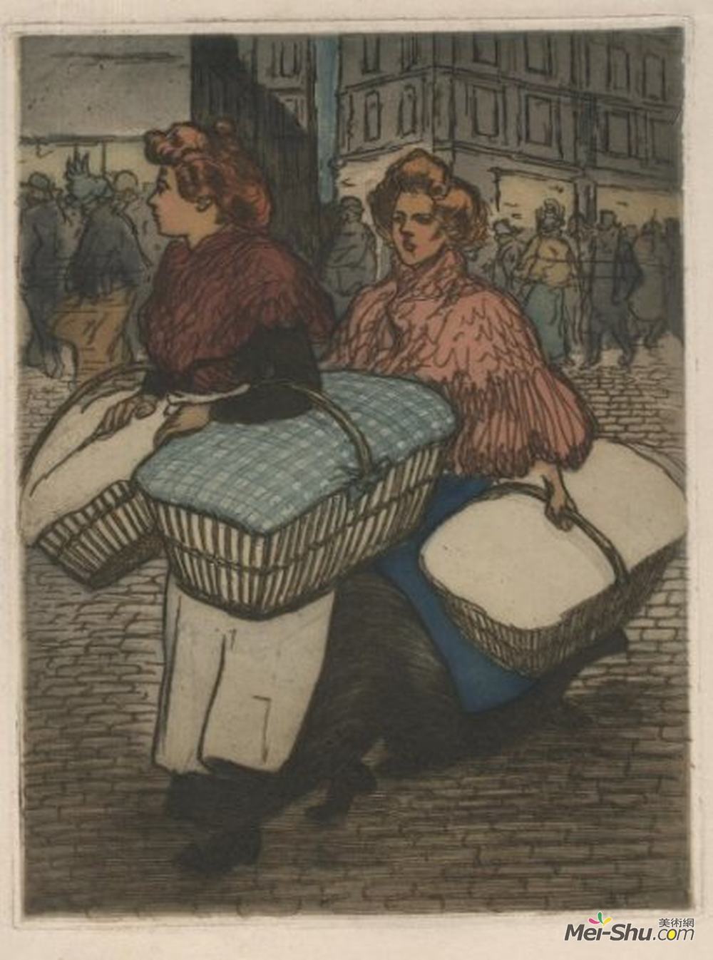 索菲尔·史坦林(Theophile Steinlen)高清作品《洗衣店装着亚麻布。》