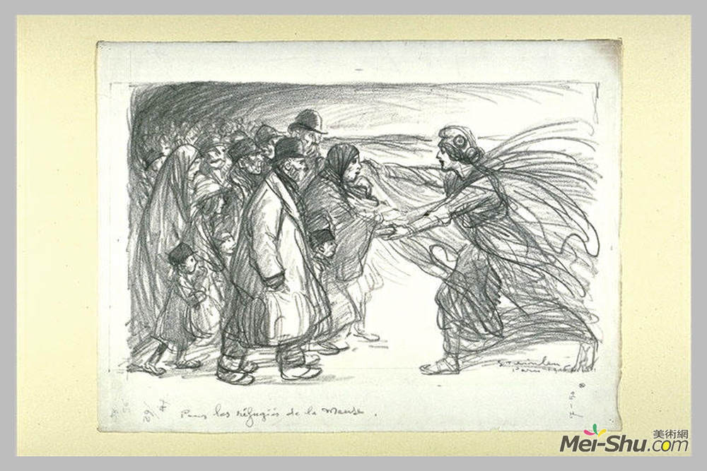 索菲尔·史坦林(Theophile Steinlen)高清作品《马斯的难民的优点。》