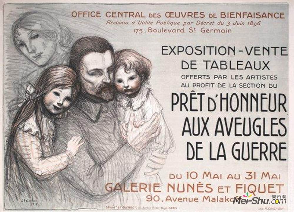 索菲尔·史坦林(Theophile Steinlen)高清作品《荣誉盲人准备》