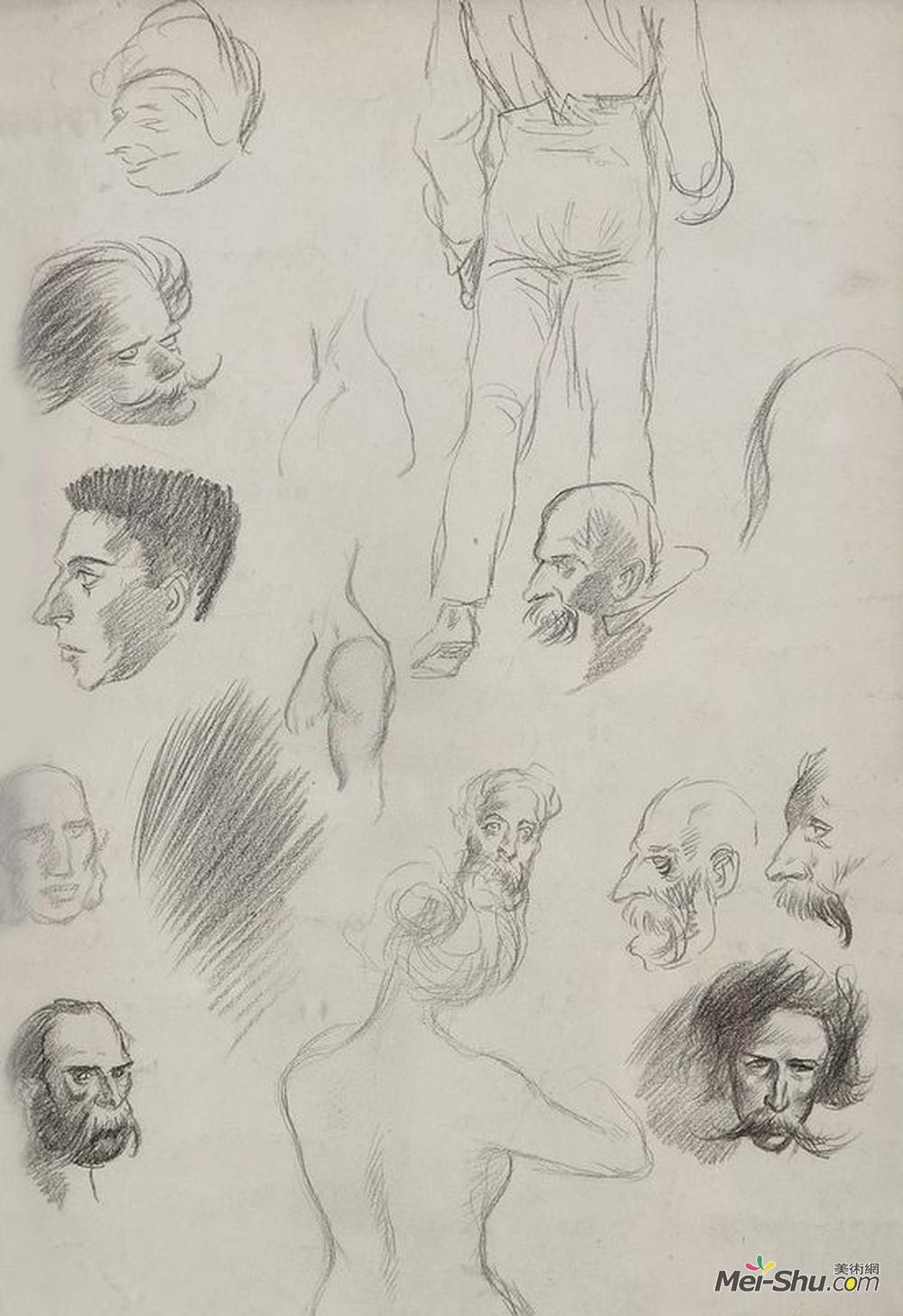 索菲尔·史坦林(Theophile Steinlen)高清作品《人物素描》