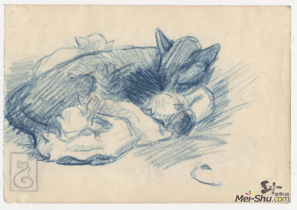 索菲尔·史坦林(Theophile Steinlen)高清作品《沉睡的猫》