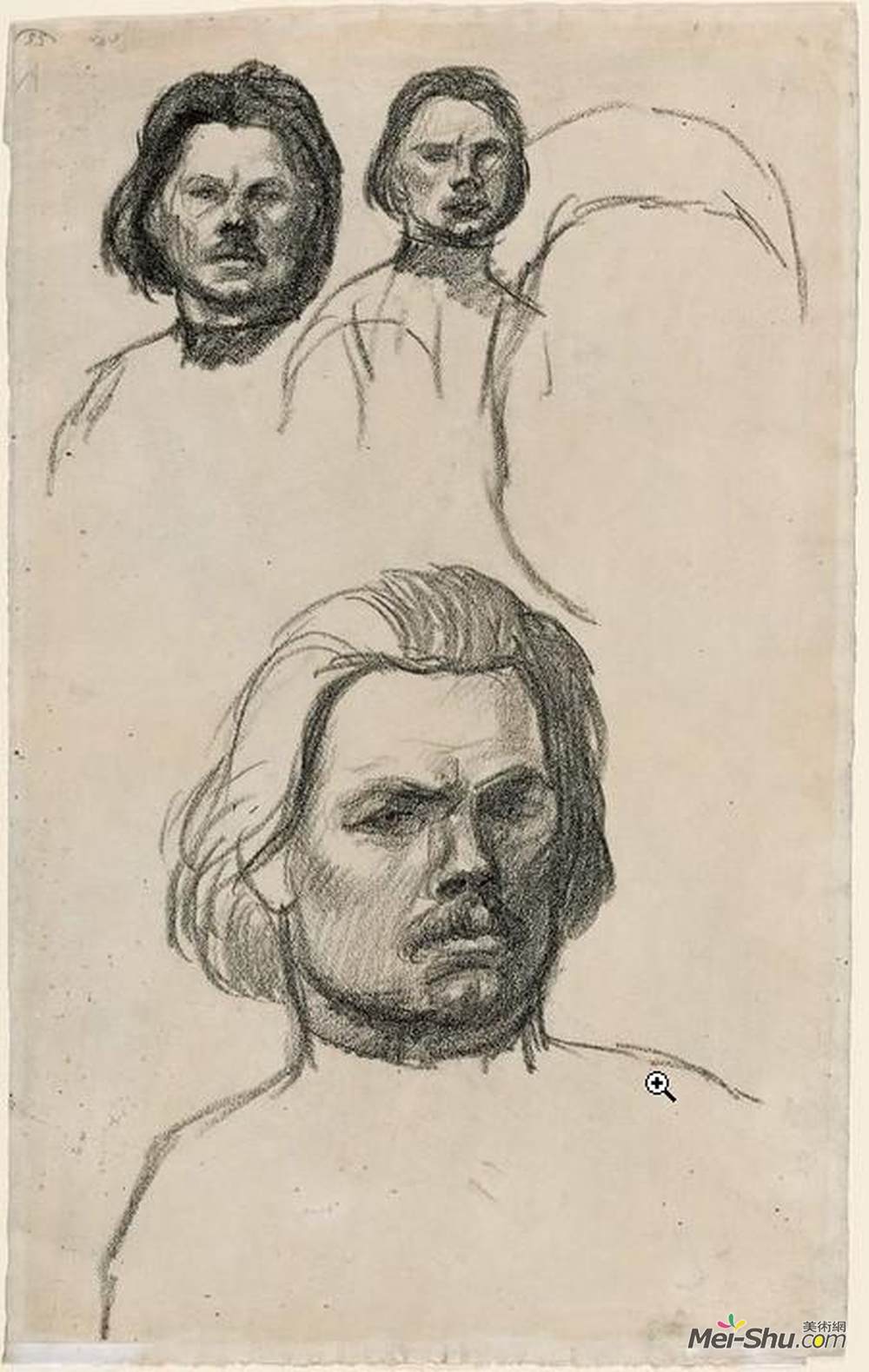 索菲尔·史坦林(Theophile Steinlen)高清作品《马克西姆高尔基肖像研究》