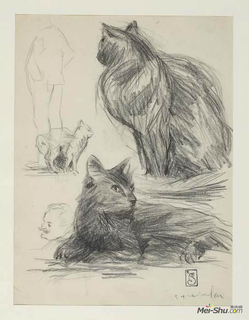 索菲尔·史坦林(Theophile Steinlen)高清作品《猫与人物研究》